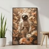 The Castle Decor Astronaut Floral Wall Art Framed Painting 20x30 Inch