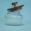 Ireka Homes Bubble Glass Canister with Airtight Wooden Lid – Food Storage (5 x 5.5 in)