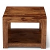 Lisbon Sheesham Wood Contemporary Square Coffee Table In Natural Teak Finish