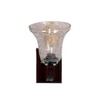 Devansh Solid Wood Electric Wall Light in Brown Colour with Transparent Shade Count of 1 Light