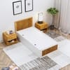 Hexa Engineered Wood Modern Single Bed With Headboard With Storage In Frosty White And Giant Wood
