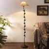 Adalyn Beige Natural Fiber Floor Lamp with Black Iron Base