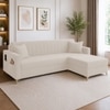 Convil Velvet L Shape 4 Seater Sofa in Cream Color