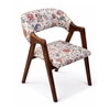 Tashi Solid Wood Dining Chair in Teak Finish & Floral Colour