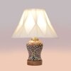 Devansh Off-White Cotton Shade Curtain  Lamp With Wood & Mosaic Glass Base For Decoration/Office/Home/Gifting/Study For Decoration/Office/Home/Gifting/Study