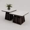 Geometric Nesting Marble Accent Table Set Soft Square Set of 2