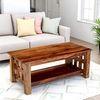 Blairs Sheesham Wood Accent Rectangle Coffee Table In Natural Teak Finish