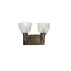 Minimal 2 Light Antique Brass Wall Light with Frosted White Glass