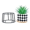 Highly Attractive Faux Plant With A Checkered Patterned Ceramic Pot In A Stand