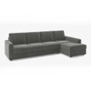 Apollo Sectional Fabric Sofa (Colour : Ash Grey Velvet , Seating Capacity : Right Aligned 3 Seater + Chaise+ Ottoman  Cushion Type : Hard )
