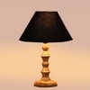 Devansh Black Cotton Table Lamp With  Wood Natural Base (10X10X16) Inches)-28