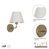 Sadie Shine Brass Metal Wall Light with Scalloped Shade