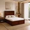Sahaj Solid Wood Comfort Queen Bed Hydraulic Storage Provincial Teak Finish Mattress 60 x 78 Inches