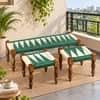 Hamilton Sheesham Wood Vintage 3 Seater Maachi Balcony Bench with 2 Stools in Green and White