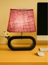 Devansh Pink Jute Table Lamp With  Wood Black Base -11