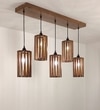 Casa 5 Series Brown Solid Wood Cluster Hanging Light