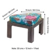 Nashville Sheesham Wood 4 Seater Coffee Table Set In Antique Grey Finish Floral Print Green Kantha Cushion
