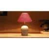 Pink Jute with White Brushed Wood Table Lamp