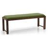 Oribi Dining Bench In Teak Finish With Avocado Green Fabric