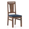 Saar Teak Wood Dining Table 6 Seater with 6 Tessa Dining Chairs (Finish: Espresso Teak, Colour: Lapis Blue)