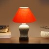 Devansh Conical Orange Cotton Shade Lamp With Wood & Mosaic Glass Base For Decoration/Office/Home/Gifting/Study For Decoration/Office/Home/Gifting/Study -(10X10X14.5) Inches -A