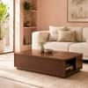 Selwyn Sheesham Wood Linear Slat Coffee Table in Walnut Finish