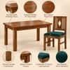 Globally Indian Ratna Solid Sheesham Wood 4 Seater Dining Table Set 4 Chairs Teal Green