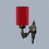 Devansh Metal Electric Wall Light in Antique Gold Colour with Red Shade Count of 1 Light