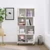 Hexa Engineered Wood Bookshelf Multipurpose Storage Rack in Giant Wood and Frosty White