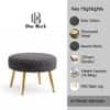 Doe Buck Luna Boucle Round Ottoman Stool in Grey Colour with Gold Metal Legs