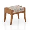 Ibha Solid Wood Single Seater Entryway Bench In Amber Walnut Finish with Calico Floral Beige Colour