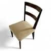 Newport wood Dining Chair in Beige Mossy Fabric Cushioning with DARK WALNUT FINISH