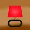 Devansh Red Cotton Table Lamp With  Wood Black Base -4