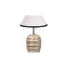 White & Black cotton with White Brushed Wood Table Lamp