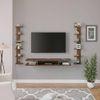 Estoye Engineering Wood Wall Mount TV Entertainment Unit Set Top Box Stand/TV Cabinet with Shelves for Books & Décor Display Unit, Ideal for 55” (Brown Maple)