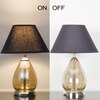 DECADE Smoke Luster Glass and Metal Table Lamp With Black Cotton Shade