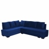 Melo 3 Seater Left Sectional Velvet Sofa Cum Bed in Navy Blue colour