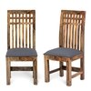 Columbus wood Set of 2 Dining Chairs in Anchor Grey Fabric Cushioning with TEAK FINISH