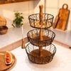 Ireka Home Farmhouse 3 Tier Storage Basket with Metal Handles