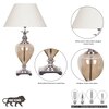 Hinton Smoke Glass And Nickel Finish Metal Table Lamp With White Cotton Shade