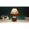 Multicolor cotton with Natural Wood Table Lamp -3