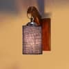 Devansh Solid Wood Electric Wall Light in Brown Colour with Blue Shade Count of 1 Light