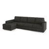 Apollo Fabric Sectional Sofa (Colour : Graphite Grey, Cushion : Soft, Back Type : Regular, Seating Capacity : Left Aligned 3 Seater + Left Aligned Chaise + Ottoman)
