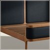 Valerio Duo-Panel Luxe King Size Bed in Navy Blue colour Velvet with Oak wood Frame