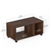 BLUEWUD Taury Engineered Wood Coffee Center Sofa Tea/Teapoy Console Table with Wheels or Casters for Sofa Set Living Room Home Hall Furniture (Brown Maple)