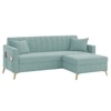 Convil Velvet L Shape 4 Seater Sofa in  Tourquise Color