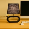 Devansh Blue Jute Table Lamp With Wood Black Base -13