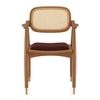 Aubrey Solid Wood Accent Armchair In Amber Walnut Finish with Deep Crimson Colour