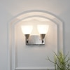 Minimal 2 Light Metal Nickel Finish Wall Light With Frosted White Glass