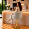 Doe Buck Oliver Adjustable Velvet Bar Stool in Grey Colour with Gold Base